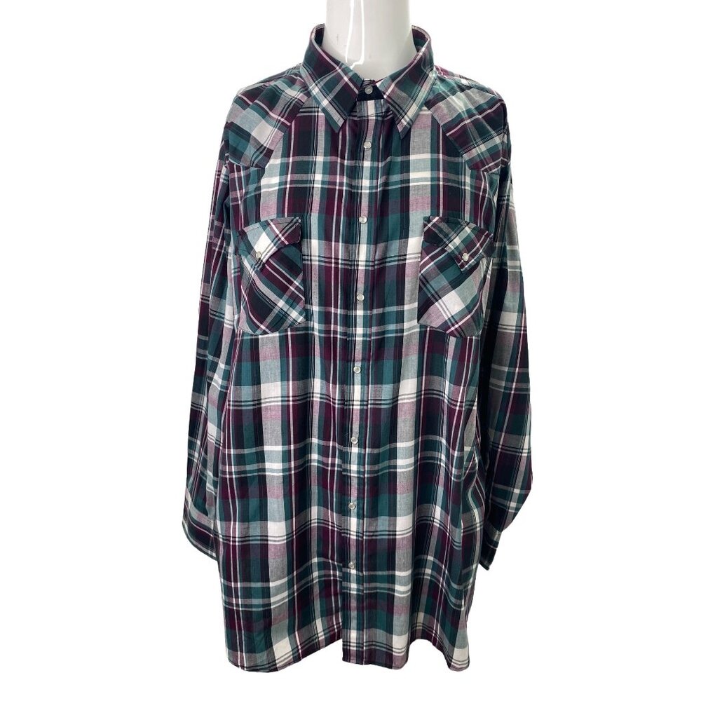 Ely Cattleman Men Western Shirt Big Man 3X 19.5 x 36 Long Sleeve Pearl Snap New
